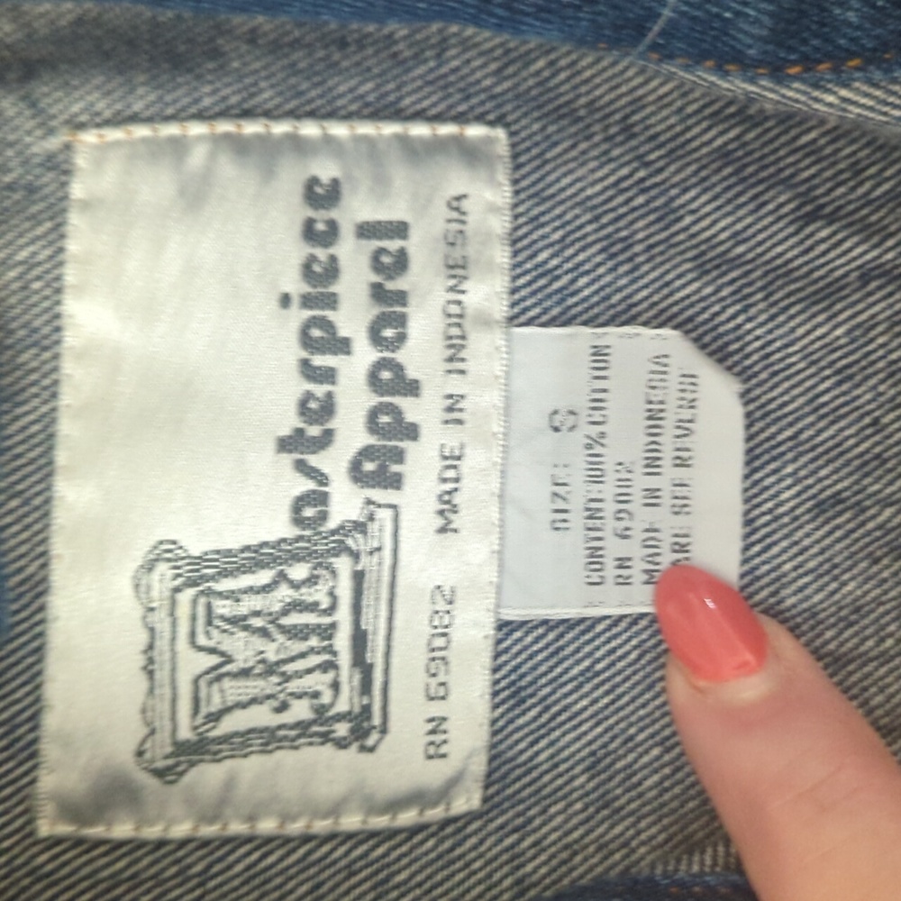 Vintage Masterpiece Apparel custom gold trim denim streetwear jeans jacket. Sz S - Picture 5 of 10